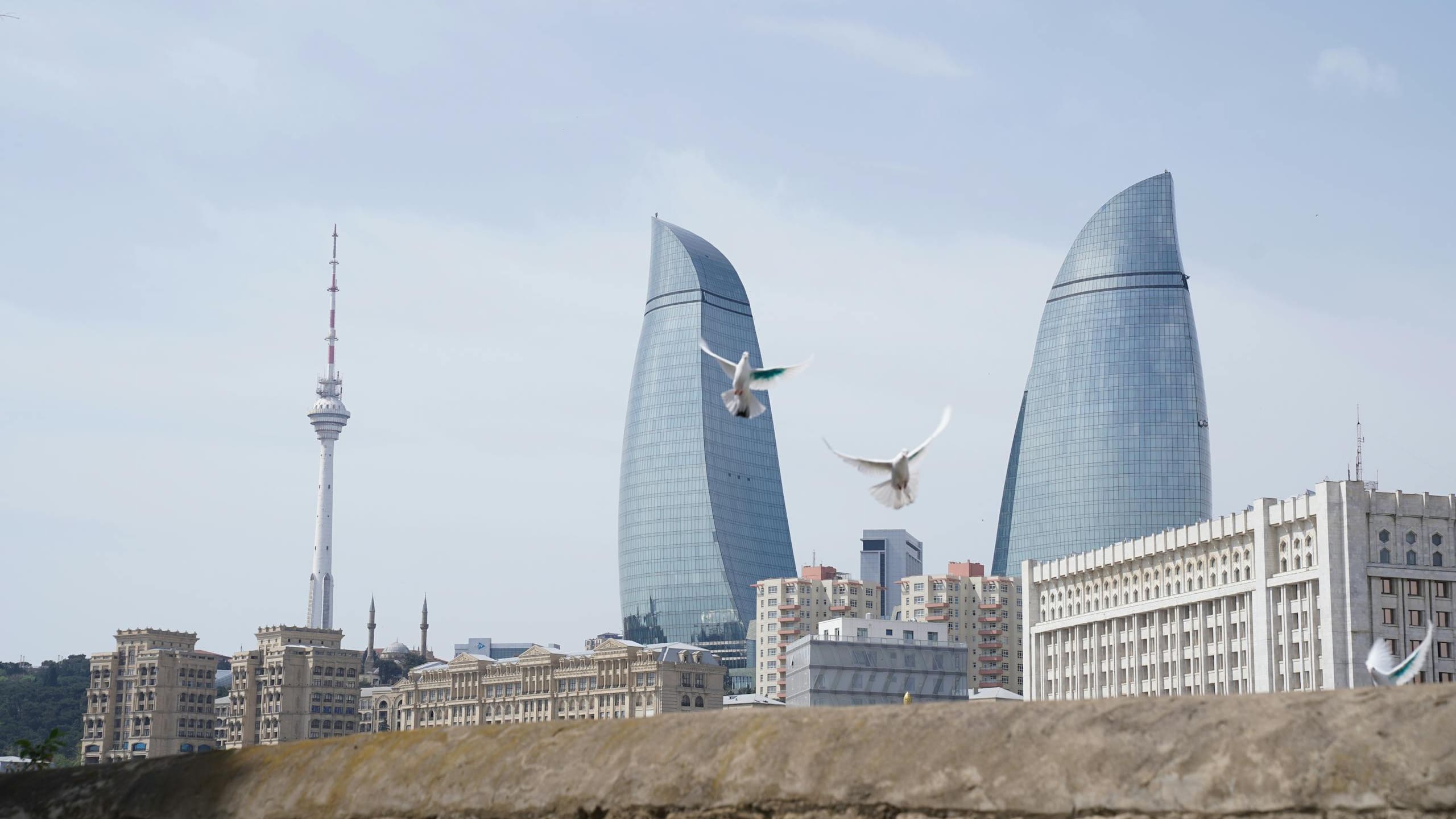 Baku skyline with the Flame Towers
